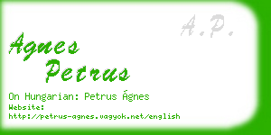 agnes petrus business card